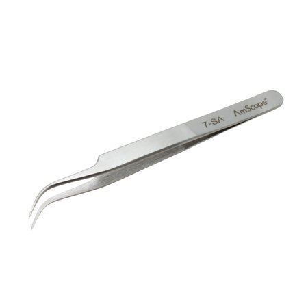 AMSCOPE High Precision 4 3/4 in. Curved Fine Tip Tweezers TW-072